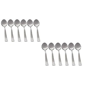 olrada stainless steel spoons set of dinner spoon food grade silverware for home amp kitchen dotted spoon 12 pcs
