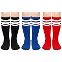 Olreco 3 Pack Toddler Soccer Socks Kids Baseball Socks Boys Girls Softball Sock Youth Football Sock Athletic Accessories