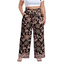 OLRIK Plus Size Pants for Women High Waisted Wide Leg Casual Palazzo Pants