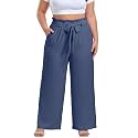 OLRIK Plus Size Pants for Women High Waisted Wide Leg Casual Palazzo Pants