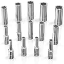 Olsa Tools 1/4-Inch Drive SAE Deep Socket Set - 14pc