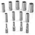 Olsa Tools 3/8-Inch Drive SAE Deep Socket Set - 13pc