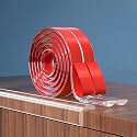 1 Meter Clear Self-Adhesive Countertop &amp; Table Edge Protector – Transparent Oval-Shaped Spill/Impact Guard Strip for Desks, Kitchen Counters, Workbenches &amp; Furniture, 20x20mm, Pack of 1