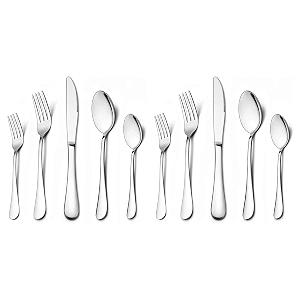 stainless steel flatware set for dinning table dinnerware tableware sets including forks spoons knives camping travel utensils 10 silver