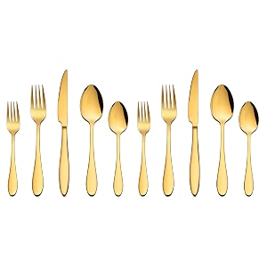 stainless steel flatware set for dinning table dinnerware tableware sets including forks spoons knives camping travel utensils 10 gold
