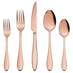 stainless steel flatware set for dinning table dinnerware tableware sets including forks spoons knives camping travel utensils 5 rosegold