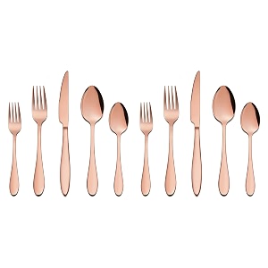 stainless steel flatware set for dinning table dinnerware tableware sets including forks spoons knives camping travel utensils 10 rosegold