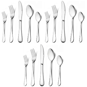stainless steel flatware set for dinning table dinnerware tableware sets including forks spoons knives camping travel utensils 15 silver