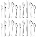 Stainless Steel Flatware Set for Dinning Table Dinnerware, Tableware Sets Including Forks Spoons Knives, Camping Travel Utensils (20, Silver)