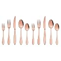 Stainless Steel Flatware Set for Dinning Table Dinnerware, Tableware Sets Including Forks Spoons Knives, Camping Travel Utensils (10, Rosegold)