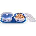 Rhythm Multi-Purpose Airtight Bowls and lid with Trey (2 Bowls with Lid &amp; 1 Trey Blue)