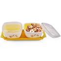 Rhythm Multi-Purpose Airtight Bowls and lid with Trey (2 Bowls with Lid &amp; 1 Trey (Yellow)