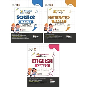 olympiad champs science mathematics english class 3 with previous 10 year 2013 - 2022 questions 5th edition set of 3 books