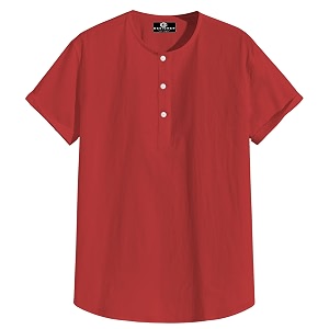 Mens White Cotton Half Sleeve Kurta with