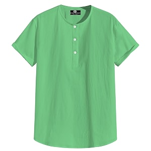 Mens White Cotton Half Sleeve Kurta with
