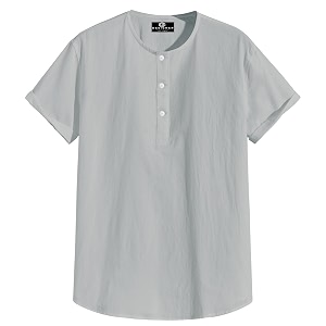 Mens White Cotton Half Sleeve Kurta with