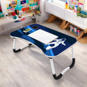 Om Enterprise Portable Laptop Study Table, Foldable Students Stand For Office Computer Desk Wood Portable Laptop Table (Finish Color - NAVY BLUE 2, Pre Assembled)