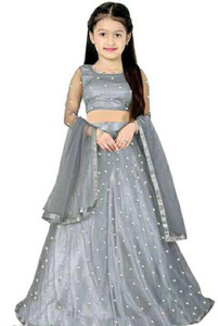 om sai fashion indi girls lehenga choli ethnic wear embellished lehenga choli and dupatta set grey pack of 1
