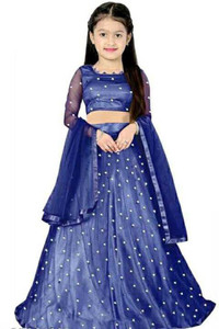 om sai fashion indi girls lehenga choli ethnic wear embellished lehenga choli and dupatta set dark blue pack of 1