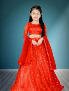 om sai fashion indi girls lehenga choli ethnic wear embellished lehenga choli and dupatta set red pack of 1