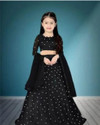 Om Sai Fashion Indi Girls Lehenga Choli Ethnic Wear Embellished Lehenga, Choli and Dupatta Set (Black, Pack of 1)