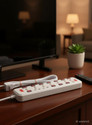 Om Traders 7 Socket Extension Cord With Individual Switches FUSE Led Indicator 7 Socket Extension Boards (White)(RED) 7 Socket Extension Boards (White) 144 inch copper long wire Copper Light Socket (Pack of 1)