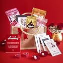 Omay Foods 10 pcs_PURE DELIGHTS VALENTINE'S Gift Bag I Premium Valentine's Day Gift Hamper I Healthy Roasted Snacks, Chocolate &amp; Candles I Valentine's Day Gift Pack for Loved Ones I Romantic Gift for Girlfrien