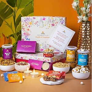 omay foods 13 pcs the festive nuts gift box i diwali hamper for corporates amp clients i diwali gift for friends amp family i healthy snacks premium dry fruits candles diya i premium gift hamper