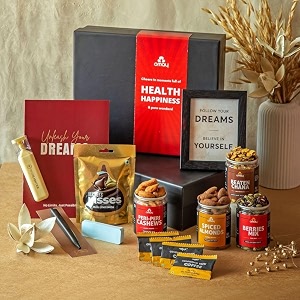 omay foods 15_pcs work amp wellness gift box i gifts for employees clients i healthy gift box i corporate gift pack i healthy snacks dry fruits nuts i roasted snacks i premium gift pack