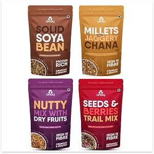 omay foods 4 pm snack box pack of 4 roasted oil-free non-fried snack  healthy office time snacks i i mid day binge