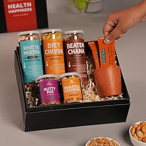 omay foods 8_pcs delightful treats gift box i healthy gift hamper i snacks gift box i dry-fruits tea i oil-free healthy snacks i gift for tea lovers i for personal amp corporate gifting
