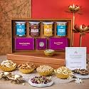 Omay Foods 9 Pcs_ Happy Crunch Diwali Gift Box l Premium Diwali Gift Hamper l Healthy Snacks, Roasted Dry Fruits, Chocolates l Candles, Diya, Mouth Freshner l Corporate Deepawali Gifts Hamper l Healthy Gift Hamper l Festive H