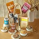 Omay Foods 9_Pcs Gourmet Treasures Jute Bag I Gifts for Employees, Clients I Healthy Gift Box I Corporate Gift Pack I Healthy snacks, Dry fruits, nuts I Roasted Snacks I Premium Gift Pack