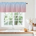 Ombre Valance Curtains for Windows, Sheer Rod Pocket Short 42x12 in
