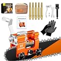 Chainsaw Sharpener Jig with Carry Bag, Portable Chain Saw Sharpener Tool with 5 Sharpening Burrs, Universal Chain Saw Blade Sharpener, Manual Chainsaw Sharpening Kit for 4-22" Saw Chain