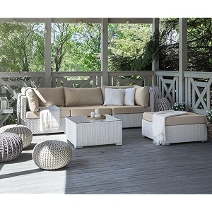 3-seater outdoor sofa set  all-weather rattan patio furniture with cushions for garden balcony or terrace uv resistant rattan couch with comfortable patio or backyardcream
