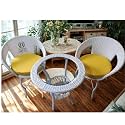 3-Piece Outdoor Seating Set � Comfortable Cushioned Chairs and Glass-Top Table for Patio or Backyard Use Chairs with Cushions and Coffee Table for Porch, Balcony, or Deck(Yellow)