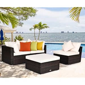 3-seater outdoor sofa set  all-weather rattan patio furniture with cushions for garden balcony or terrace stylish rattan furniture for porch deck or lawnbeige