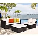 3-Seater Outdoor Sofa Set � All-Weather Rattan Patio Furniture with Cushions for Garden, Balcony, or Terrace Stylish Rattan Furniture for Porch, Deck, or Lawn(Beige)