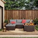 5 Seater Modular Rattan Sofa for Outdoors � Multi-Piece Set with Coffee Table &amp; Weatherproof Cushions &amp; All Weather Duarability Patio Furniture Set (Grey65)|