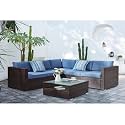 Outdoor 5 Seater Rattan Sofa Set with Cushions and Coffee Table � Weather Resistant Patio Furniture for Garden, Balcony &amp; Terrace (Grey0957)