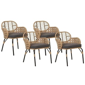 4 pieces patio outdoor rattan wicker chair balcony set patio conversation set with cushions backyard porch garden poolside beige amp grey