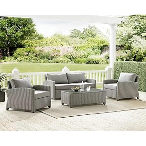 4 seater heavy-duty outdoor sofa set with premium rattan wicker all-weather cushions and sturdy build for family gatherings on patio and lawn set grey