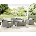 4 Seater Heavy-Duty Outdoor Sofa Set with Premium Rattan Wicker, All-Weather Cushions, and Sturdy Build for Family Gatherings on Patio and Lawn Set (Grey)