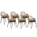 6 Pieces Chiar SetPatio Outdoor Rattan, Wicker Chair Balcony, Patio Conversation Set with Cushions, Backyard, Porch, Garden, Poolside (Grey)