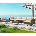6 Seater L Sofa (Beige@8466)