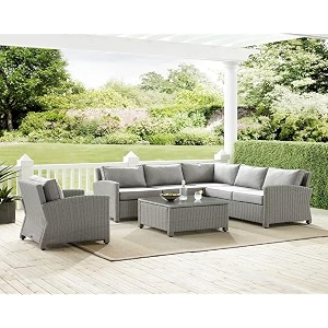 6 seater patio furniture set outdoor large sectional sofa hdpe wicker conversation set outside couch with table l shape for porch lawn garden backyardselver amp grey