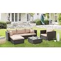 All-Weather 3-Seater Outdoor Sofa � Stylish Rattan Furniture for Porch, Deck, or Lawn Modern Rattan Design with Soft Cushions for Comfortable Patio Seating (Beige)