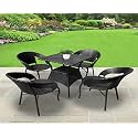 4 Chair and 1 Center Table with Cushion and Table Top Glass Patio Conversing Set for Garden Balcony Backyard Poolside.