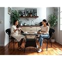 2 Chiar 1 Table Garden Patio Seating Chair and Table Set Balcony Outdoor Furniture with 1 Tables and 2 Chair Set (Black02)